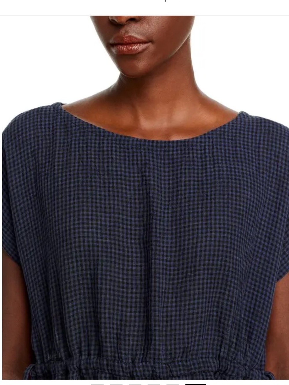 NWOT Eileen Fisher Navy Textured Linen-Blend Midi Dress / Size S - Picture 4 of 6